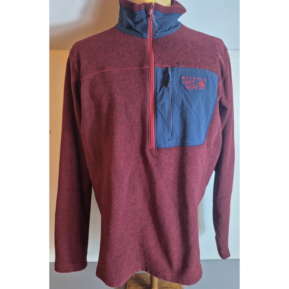 Mountain Hard Wear HardWear Mens 1/2 Zip Fleece Pullover Jacket Large Burgundy